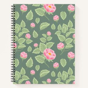 Cuaderno Floral verde y rosa