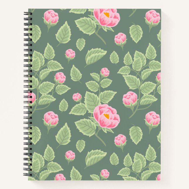Cuaderno Floral verde y rosa (Anverso)