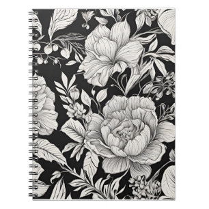 Cuaderno Floral vintage negro y blanco clásico