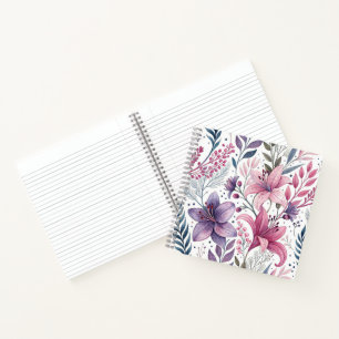 Cuaderno Floral Watercolor Lilies Pink