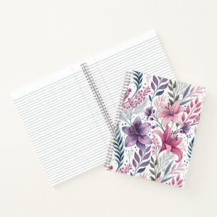 Cuaderno Floral Watercolor Lilies Pink