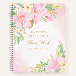 Cuaderno Floral Watercolor Pink Baby Shower Guest Book