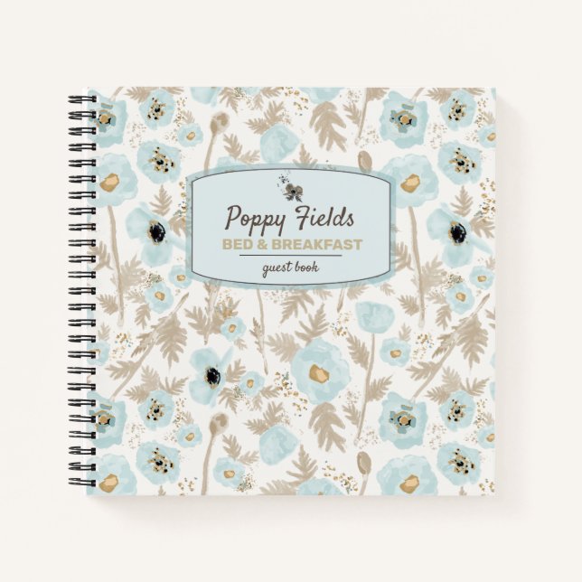 Cuaderno Floral Watercolor Poppies Rental Guest Book (Anverso)