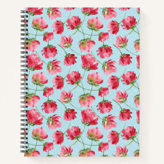 Cuaderno Florales de Acuarela Rojo Carmesín Lanzados Lunare
