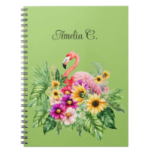 Cuaderno Florales Flamingo Tropical Y Sunflower Alegres