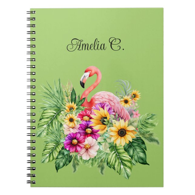 Cuaderno Florales Flamingo Tropical Y Sunflower Alegres (Frente)