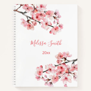 Cuaderno Florales Flores de Cerezo Rosadas Blancas Tu Nombr