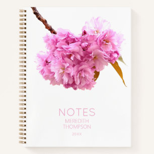Cuaderno Florales Personalizadas de Flor de Cerezo Rosa