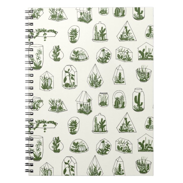 Cuaderno Florario geométrico con patrón de suculentos.  (Frente)