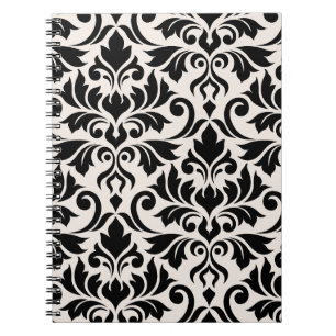Cuaderno Florecer Damask arte I negro en crema