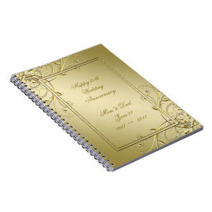Cuaderno Floreciente Oro 50 Aniversario del Boda Dorado