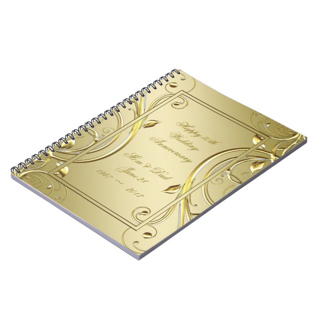 Cuaderno Floreciente Oro 50 Aniversario del Boda Dorado (Lado Izquierdo)