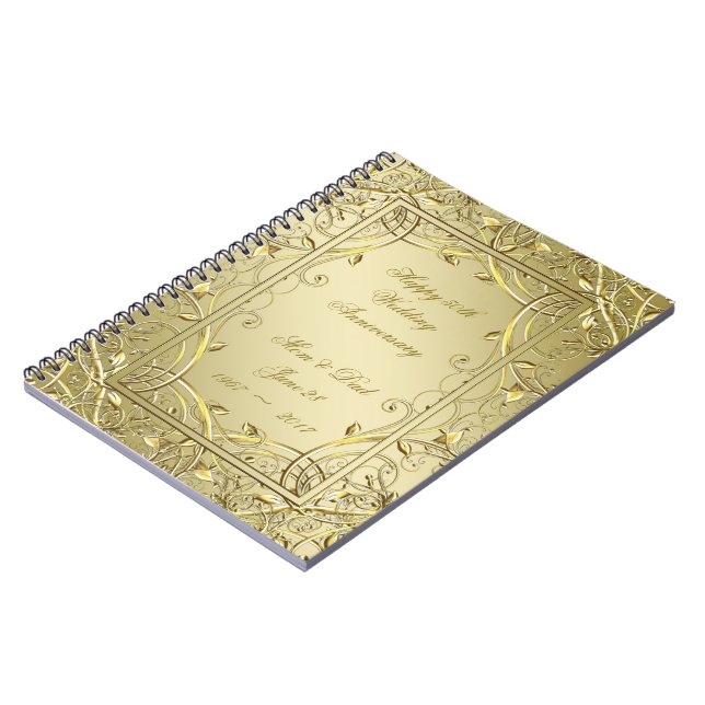 Cuaderno Floreciente Oro 50 Aniversario del Boda Dorado (Lado Izquierdo)