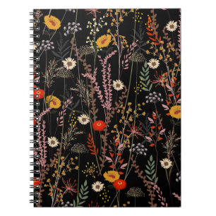 Cuaderno Floreciente pradera flor mano dibujada