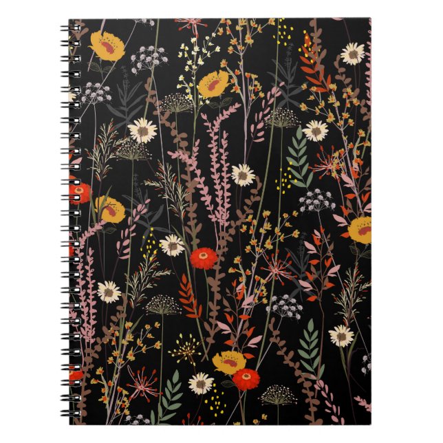 Cuaderno Floreciente pradera flor mano dibujada (Frente)