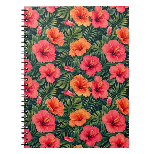 Cuaderno Florecientes Hibiscos Tropicales Vibrantes (Frente)