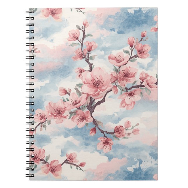 Cuaderno Florecimiento de Cerezo Japonés Rosa Azul (Frente)