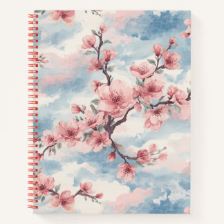 Cuaderno Florecimiento de Cerezo Japonés Rosa Azul