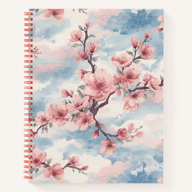 Cuaderno Florecimiento de Cerezo Japonés Rosa Azul (Anverso)