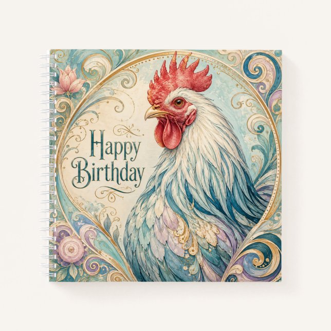 Cuaderno Florecimiento de Cumpleaños del Gallo Regio (Anverso)