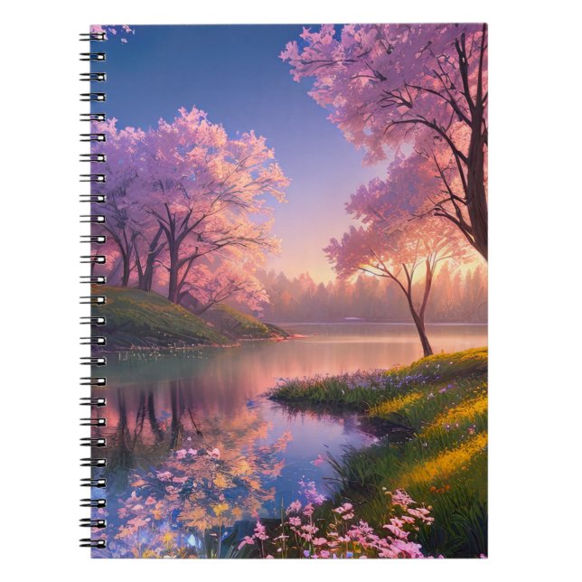 Cuaderno Florecimiento de la puesta de sol y el cerezo (Frente)