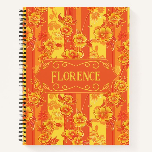 Cuaderno Florencia amarillo y Naranja Floral Deluxe (Anverso)