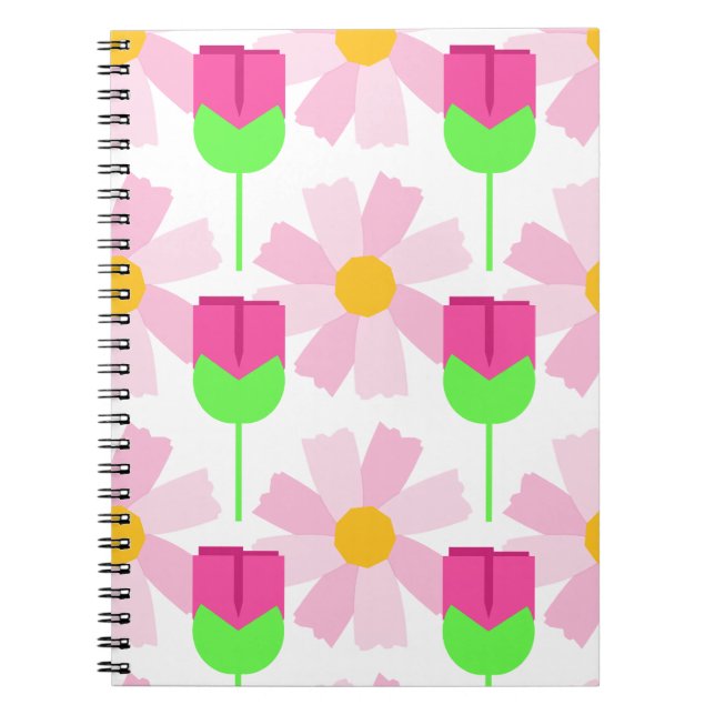 Cuaderno Florencia de primavera, estampado alegre de tulipa (Frente)