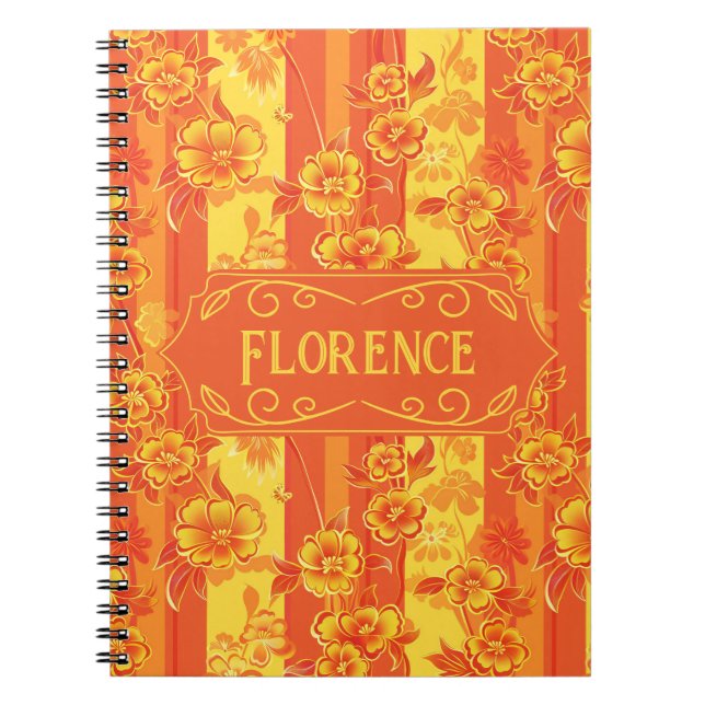 Cuaderno Florencia Floral amarilla y Naranja (Frente)