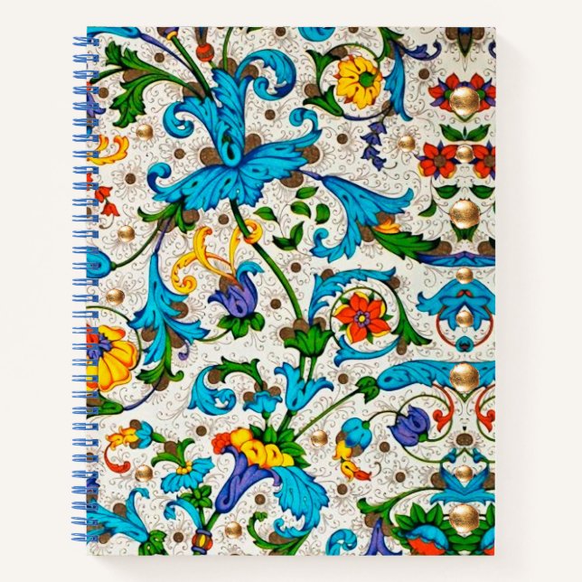 CUADERNO FLORENTINA RENAISSANCE FLORES AZULES, FLORES (Anverso)