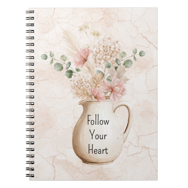 Cuaderno Florero de Flores Rosadas Rubor (Frente)