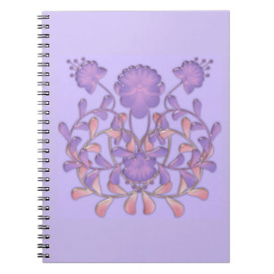 Cuaderno Flores 3D de azulejos de vidrio violeta gzhel