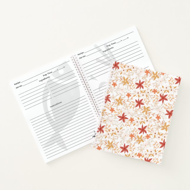 Cuaderno Flores abstractas de Boho cosechan hueso de óxido  (Interior)