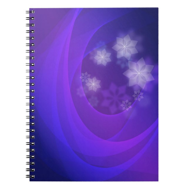 Cuaderno Flores Abstractas En Fondo Indigo Doblado (Frente)
