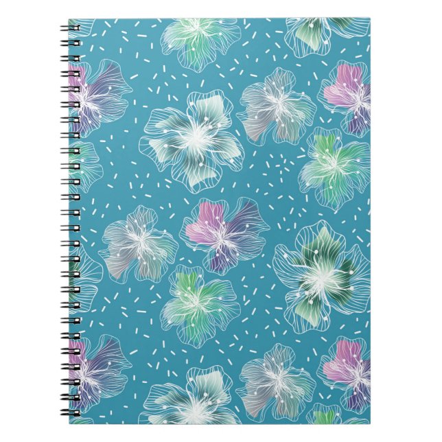 Cuaderno Flores abstractas en hermosos tonos azul claro (Frente)