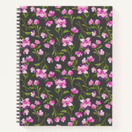 Cuaderno Flores acuarela bohemias - Rosa y gris
