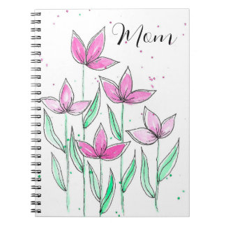 Cuaderno Flores Acuarela Rosadas Caprichosas