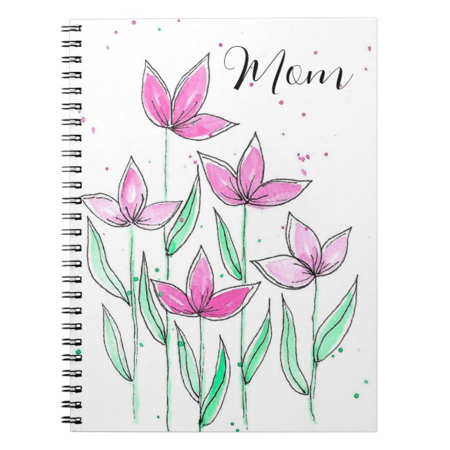Cuaderno Flores Acuarela Rosadas Caprichosas (Frente)