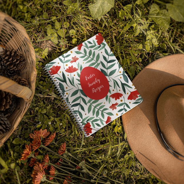Cuaderno Flores acuarelas de jardín mágico en rojo y verde (Subido por el creador)