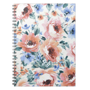 Cuaderno Flores acuarelas, ilustracion sin costura.