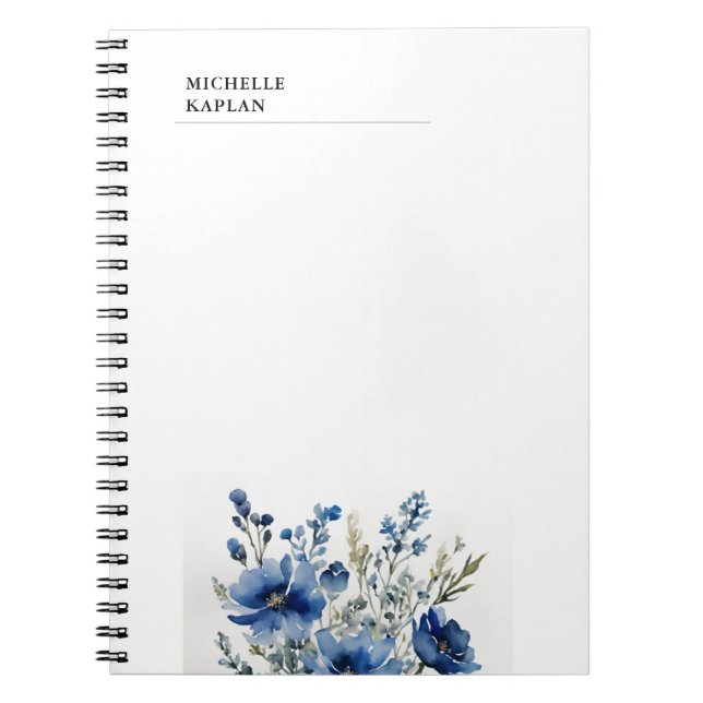 Cuaderno Flores acuarelas modernas profesionales en blanco  (Frente)