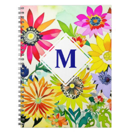 Cuaderno Flores acuarelas monogramadas