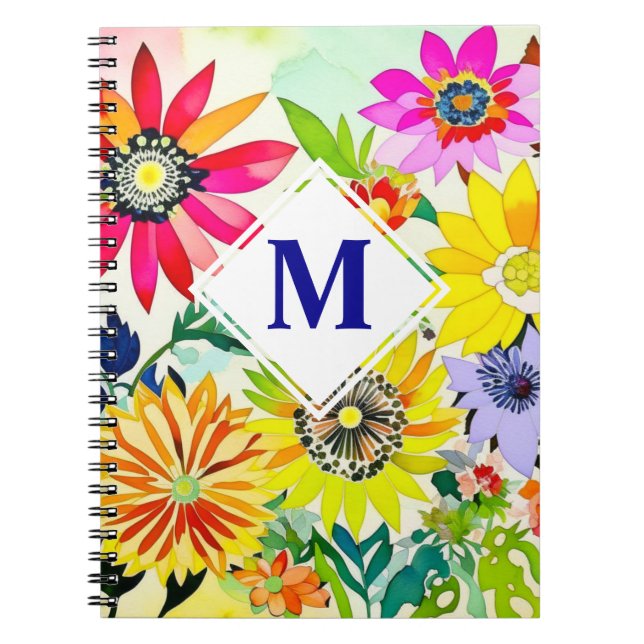Cuaderno Flores acuarelas monogramadas (Frente)