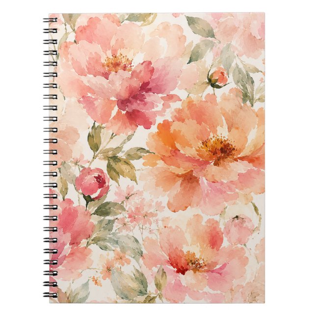 Cuaderno Flores acuarelas románticas de verano cálido (Frente)