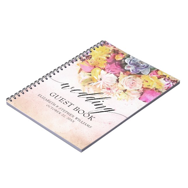 Cuaderno Flores acuáticas coloreadas de Moda boda Guestbook (Lado Izquierdo)