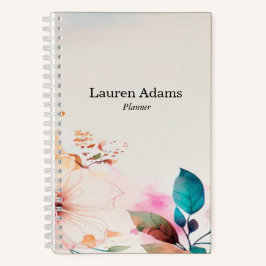 Cuaderno Flores acuáticas colores pastel nombre personaliza