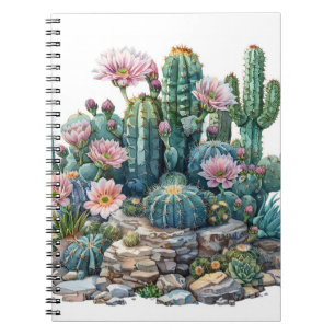 Cuaderno Flores acuáticas del desierto cactus.