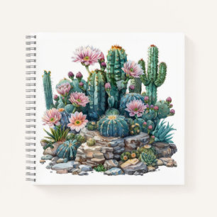 Cuaderno Flores acuáticas del desierto cactus.