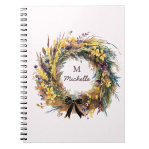 Cuaderno Flores acuáticas modernas Monograma Nombre de guió