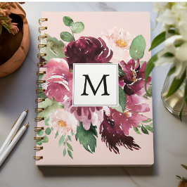 Cuaderno Flores acuáticas modernas monogramadas