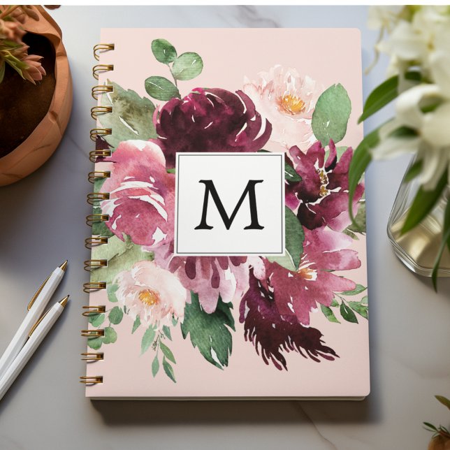 Cuaderno Flores acuáticas modernas monogramadas (Subido por el creador)